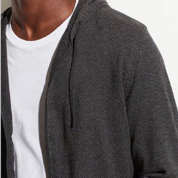 Vince Birdseye Zip-Up Hoodie in charcoal gray. Size: medium - Picture 2 of 6